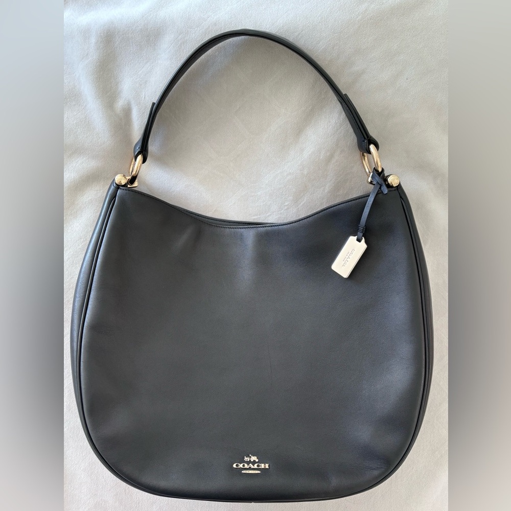 Coach Black Leather Shoulder Hobo Bag - Picture 6 of 11